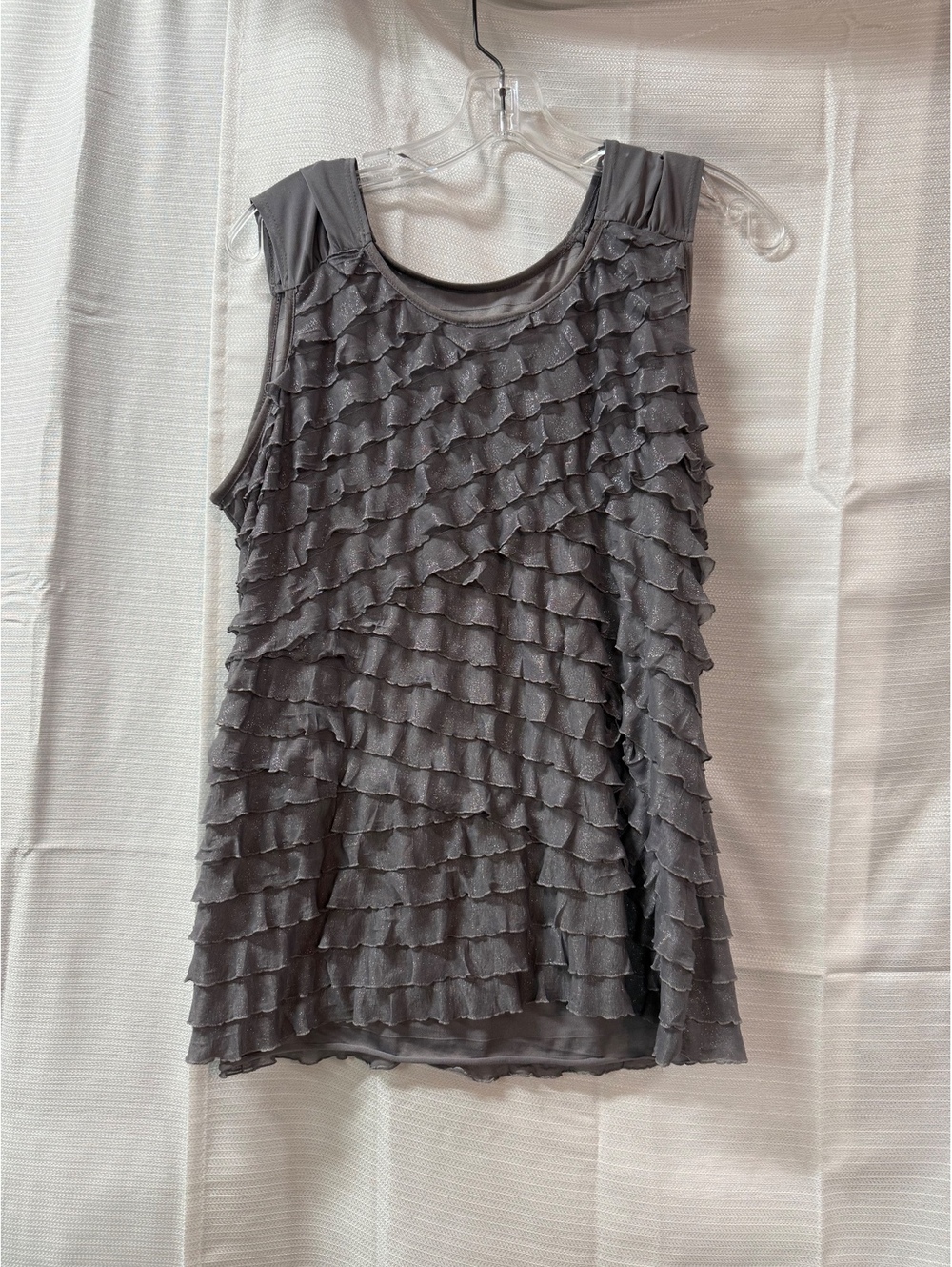 Rotations Medium Gray Ruffle Sleeveless Tank Top